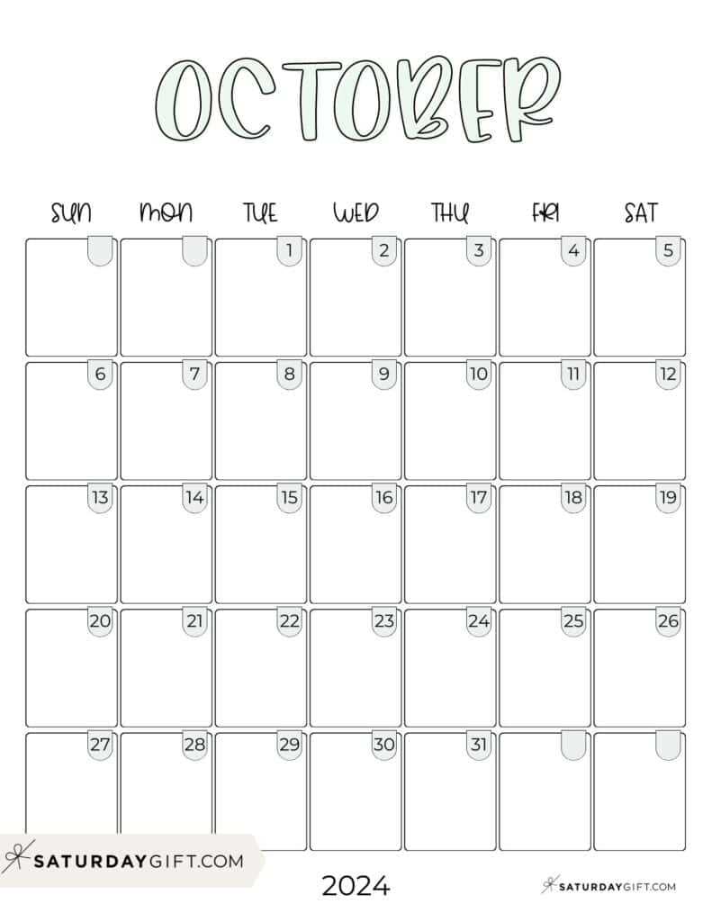 free october calendar template