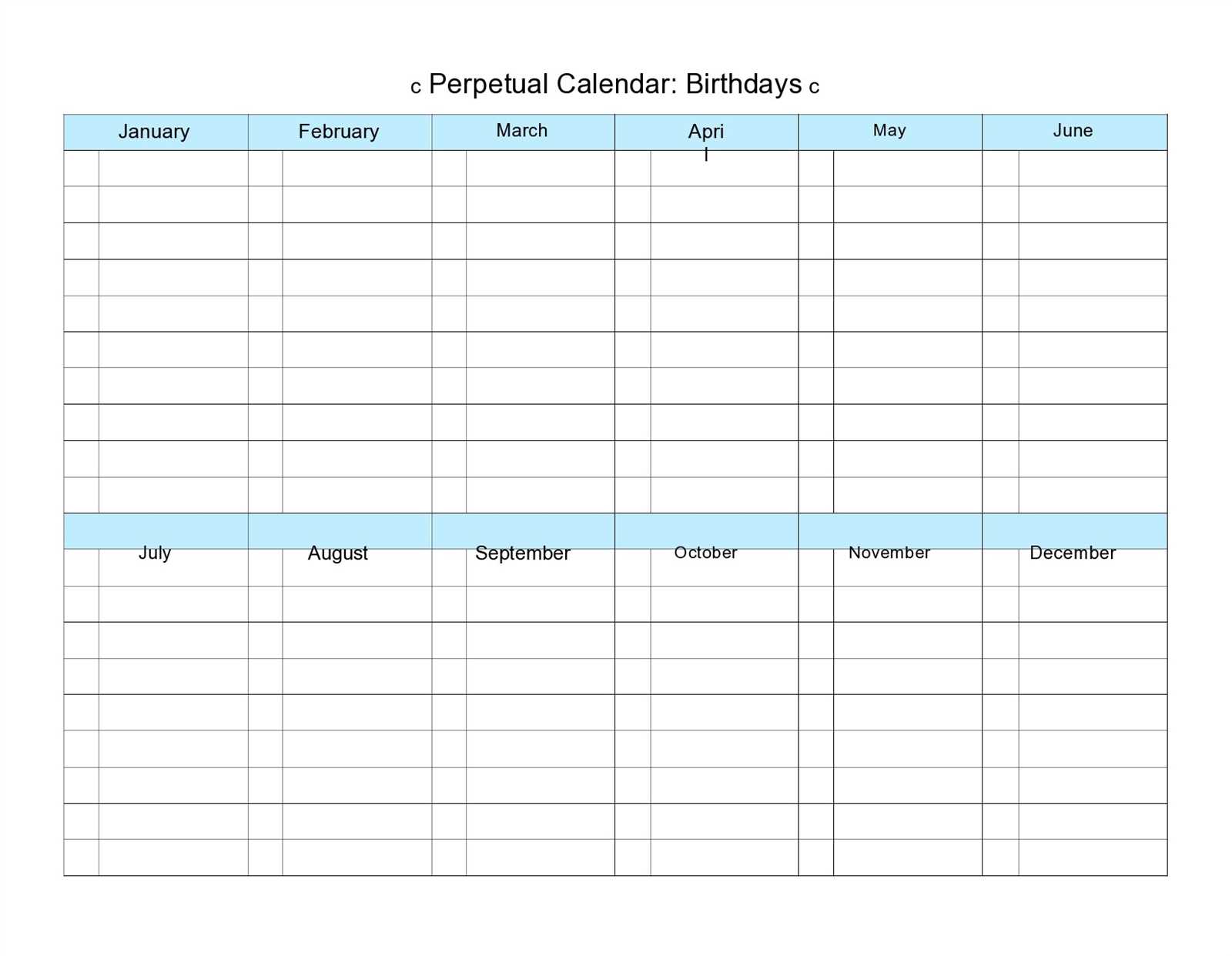 free perpetual calendar template