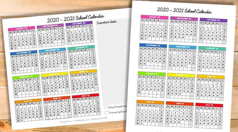 free printable academic calendar templates