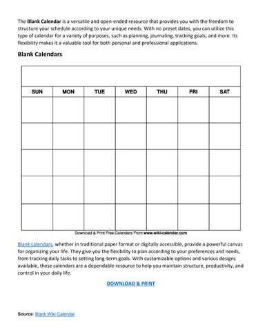 free printable blank calendar template