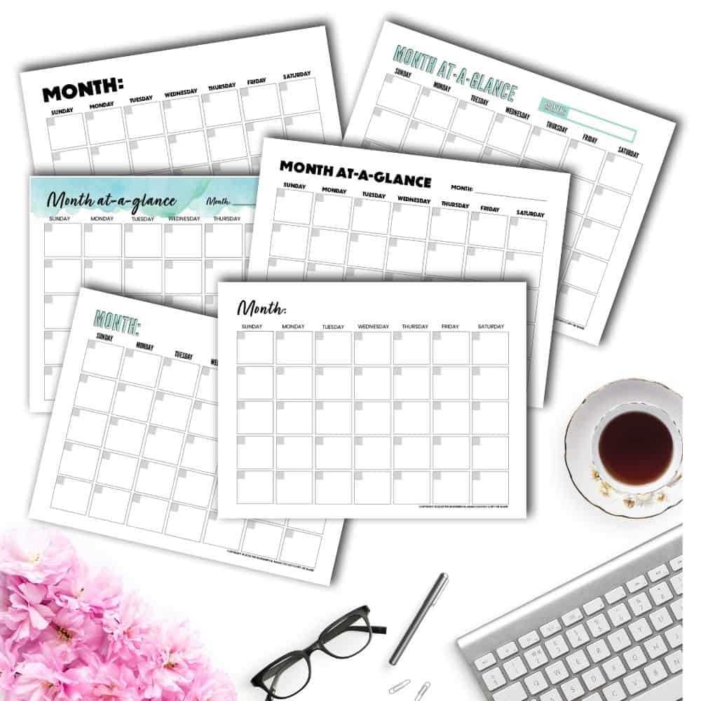 free printable blank monthly calendar template