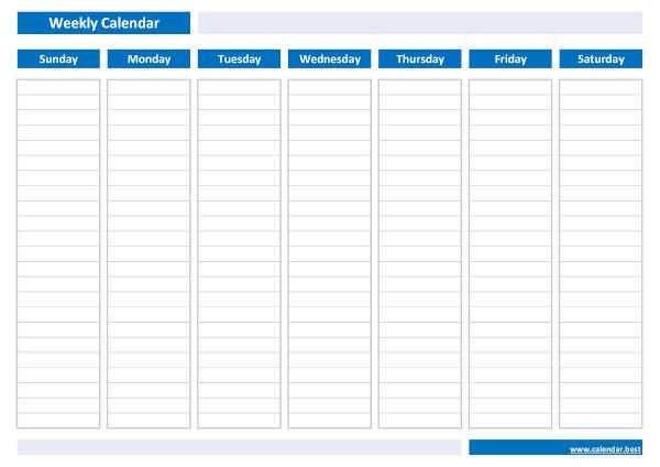 free printable blank weekly calendar template