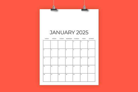 free printable calendar templates january 2025