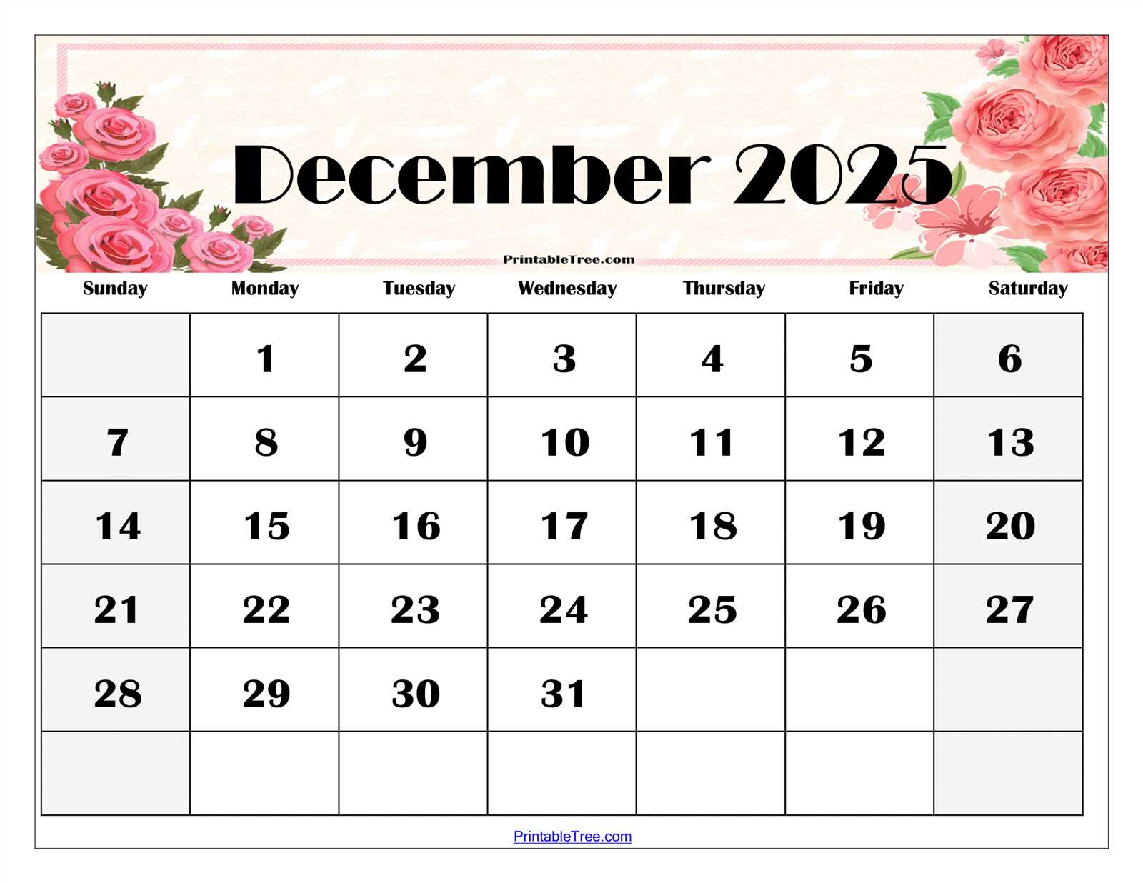 free printable december 2025 calendar template