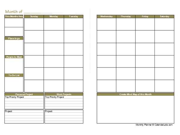 free printable month calendar template