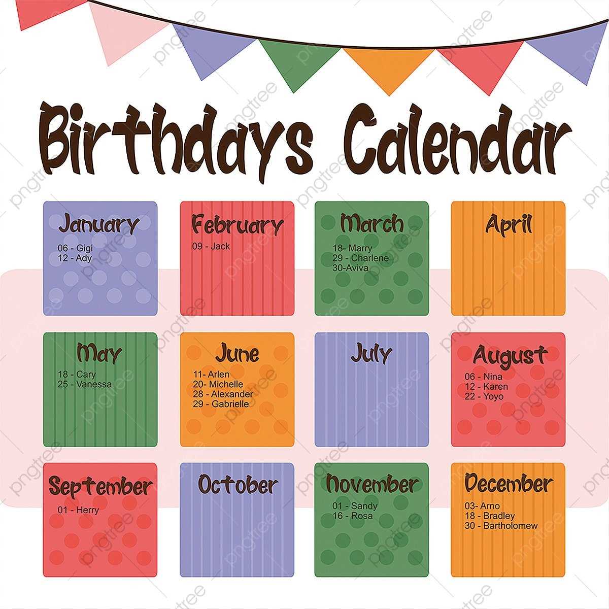 free printable office birthday calendar template