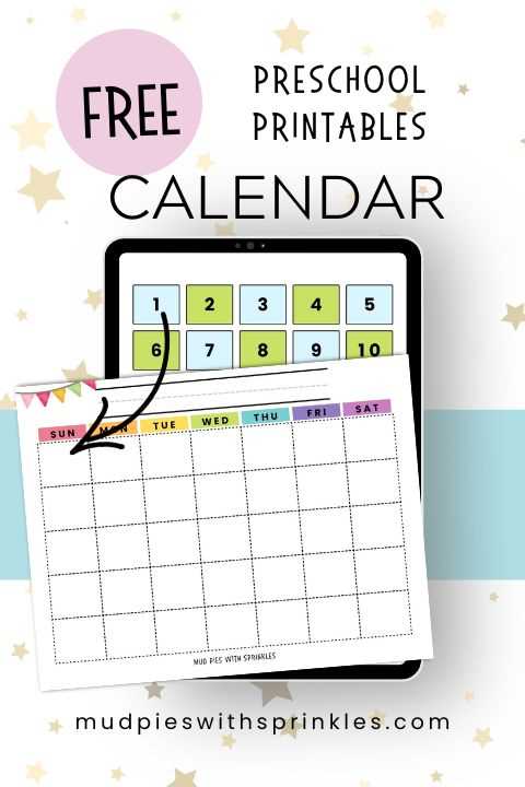 free printable preschool calendar template