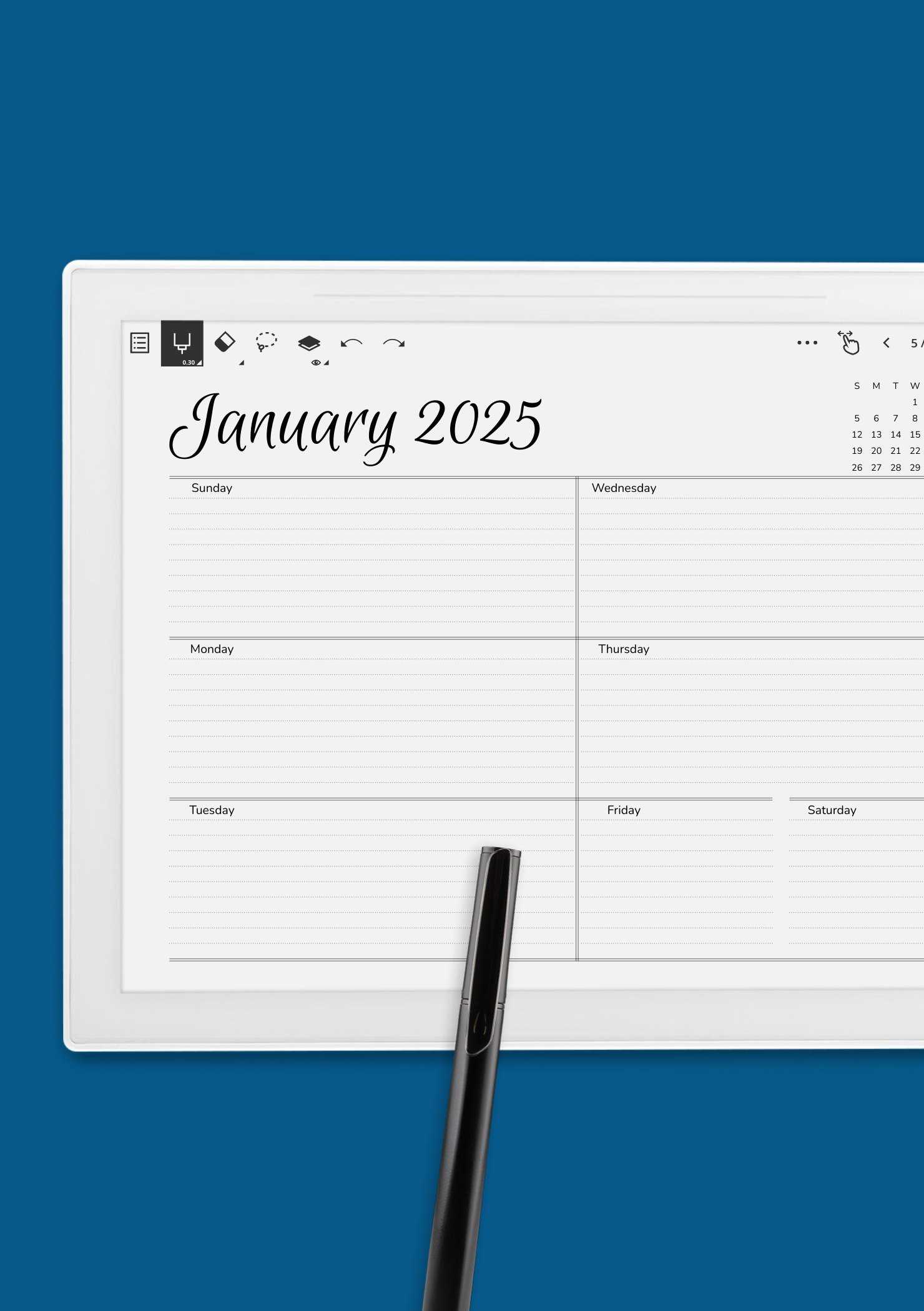 free printable weekly calendar template