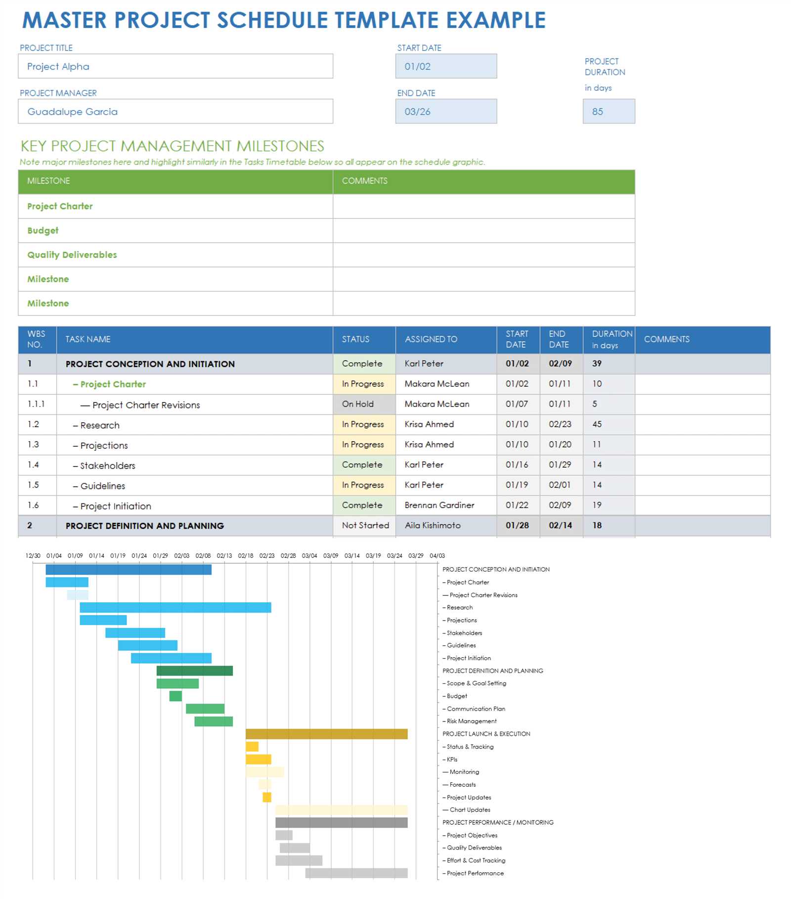 free project calendar template