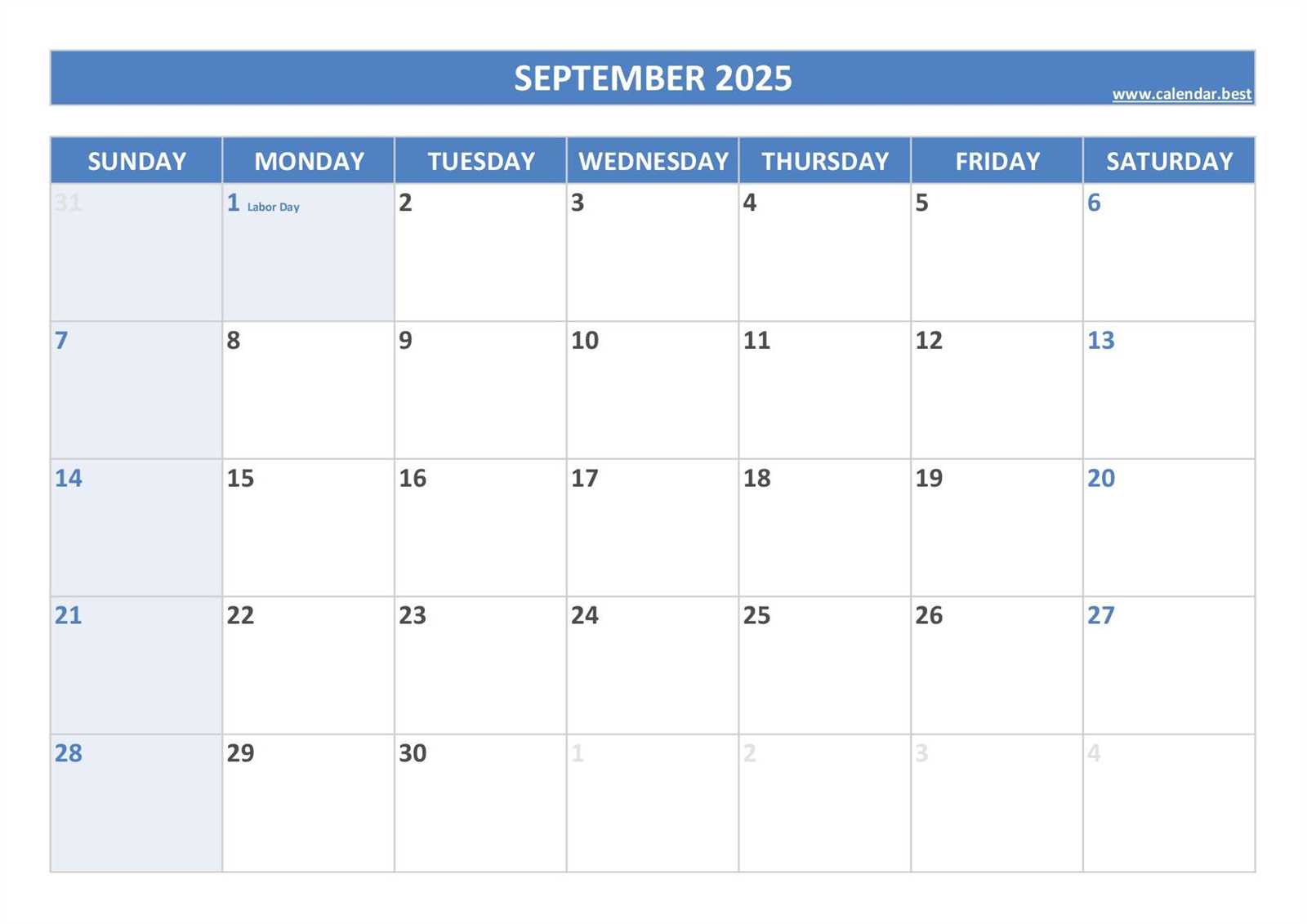 free september calendar template 2025