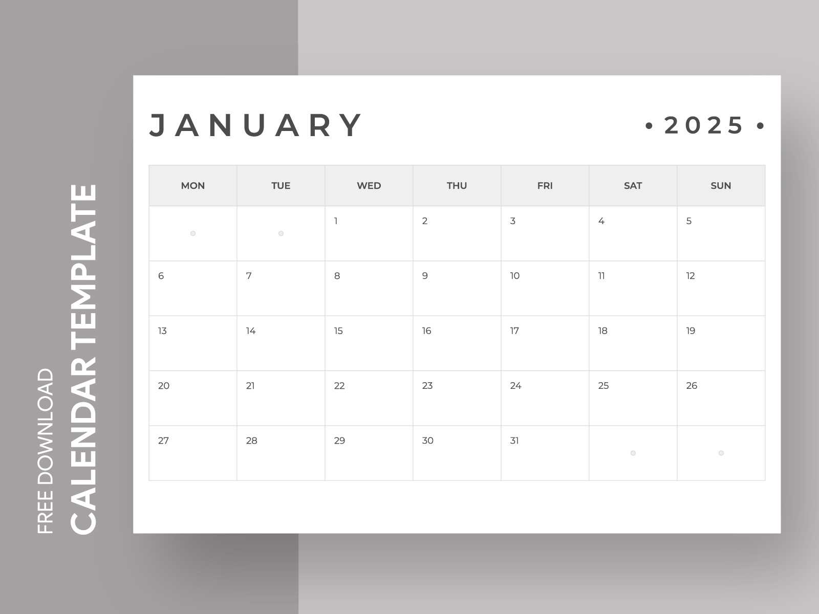 free simple calendar template