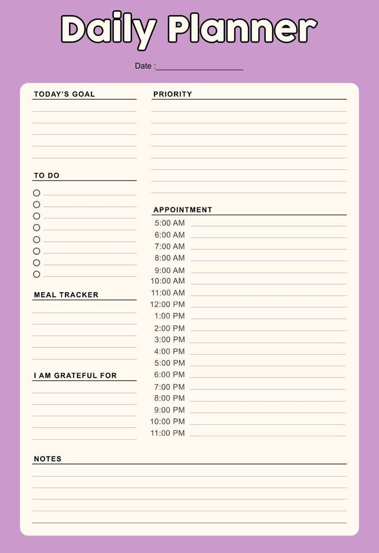 free time management calendar template