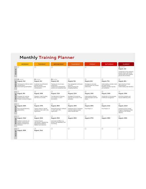 free training calendar template