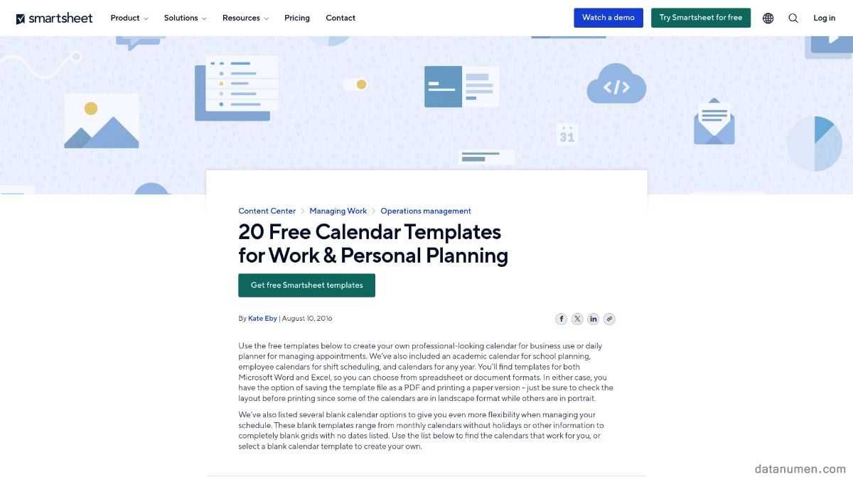 free windows calendar template