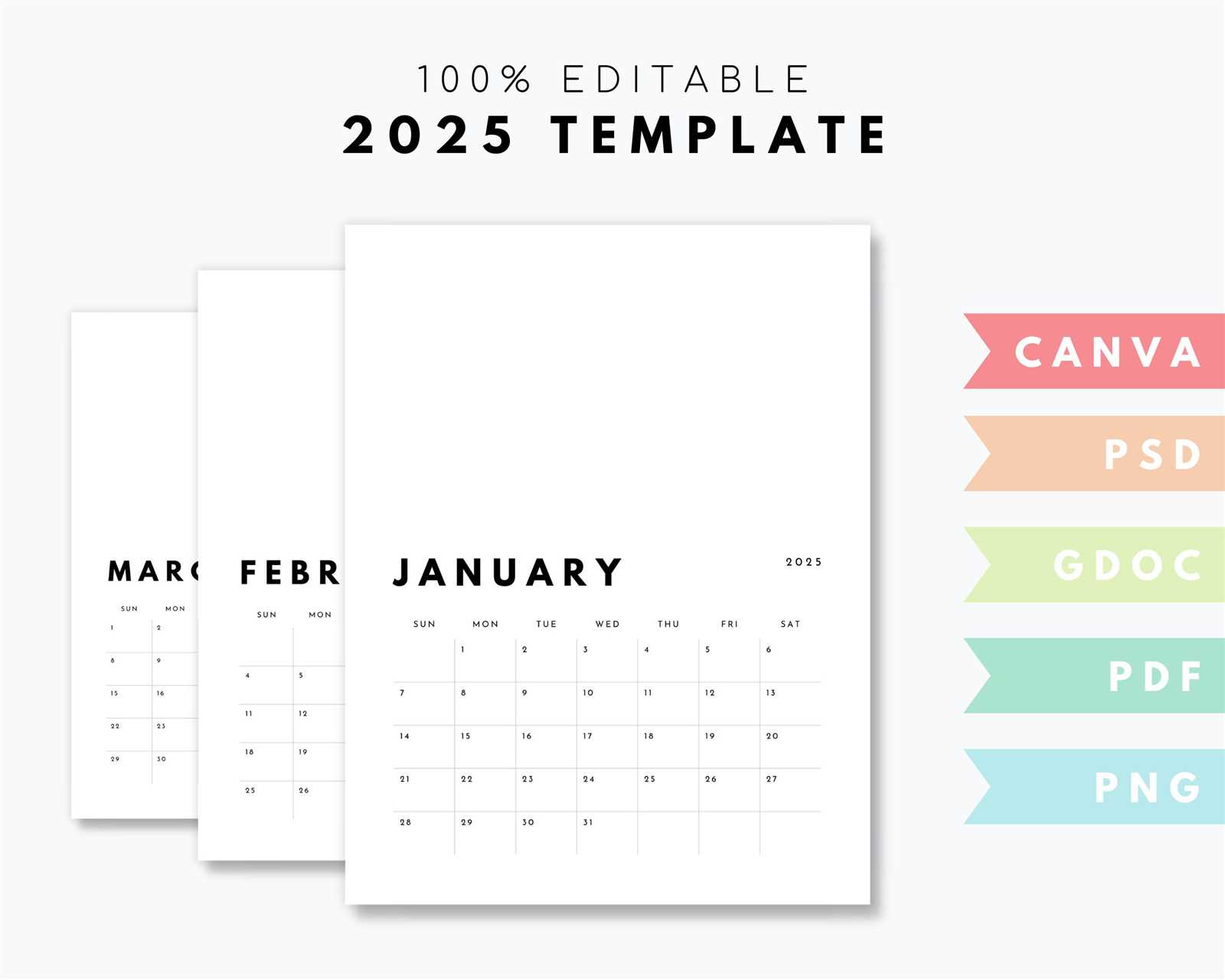 free writable calendar template 2025