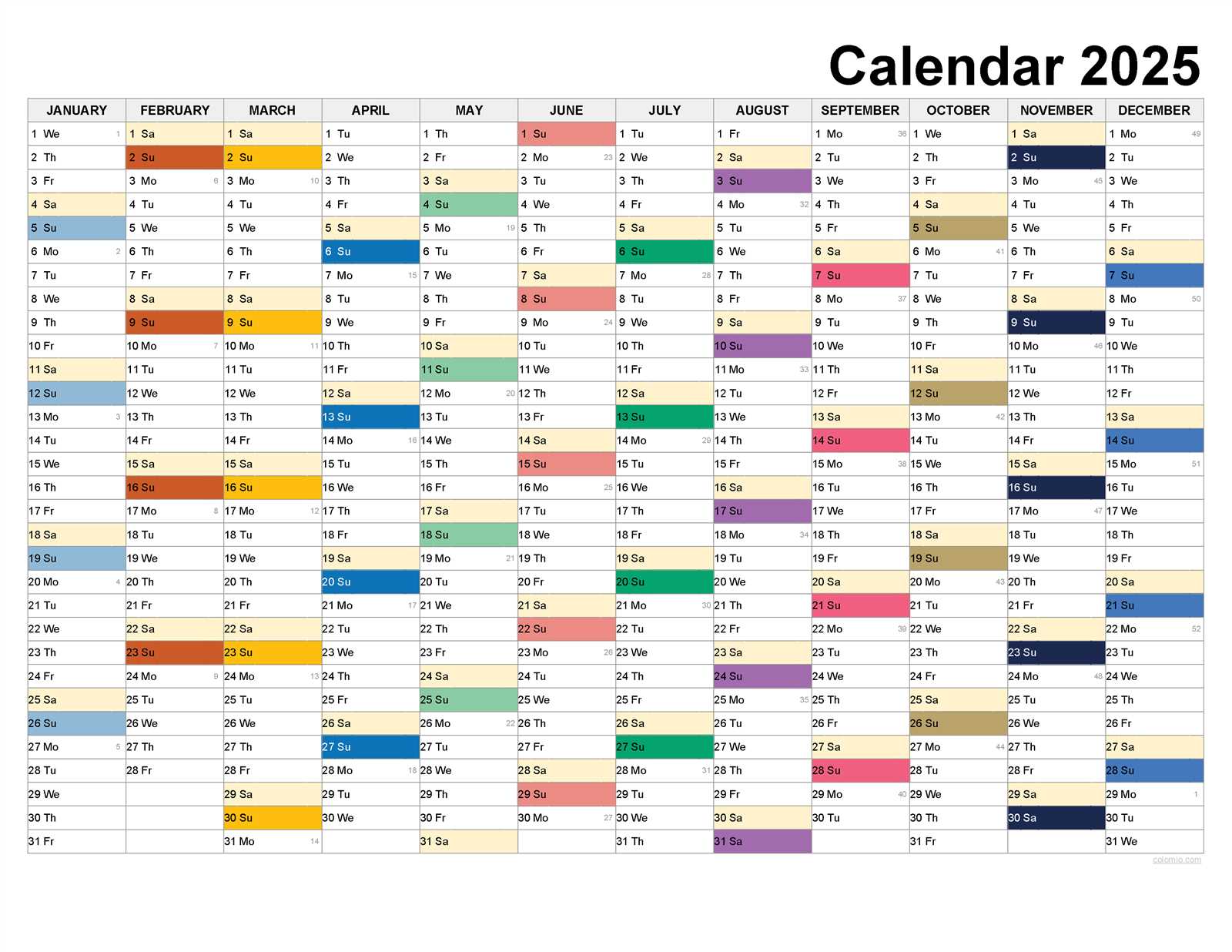 free yearly calendar template