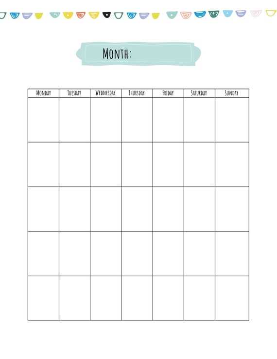 full page blank calendar template