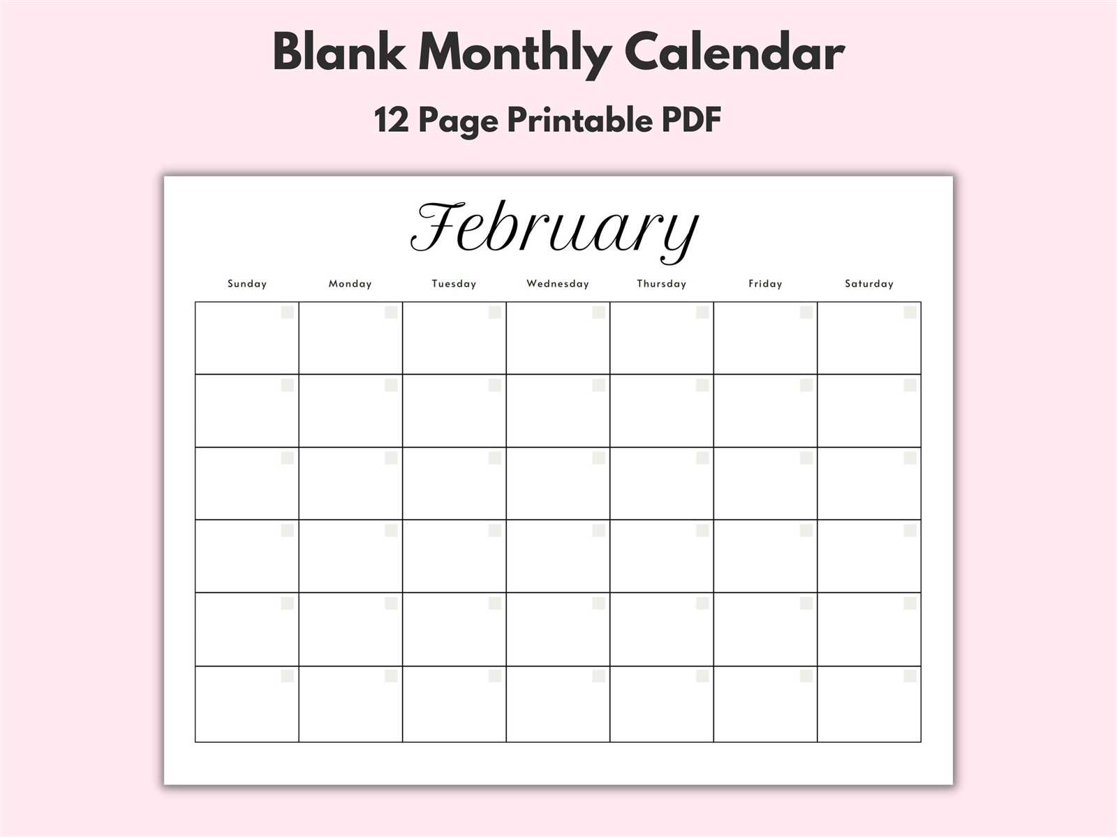 full page blank calendar template