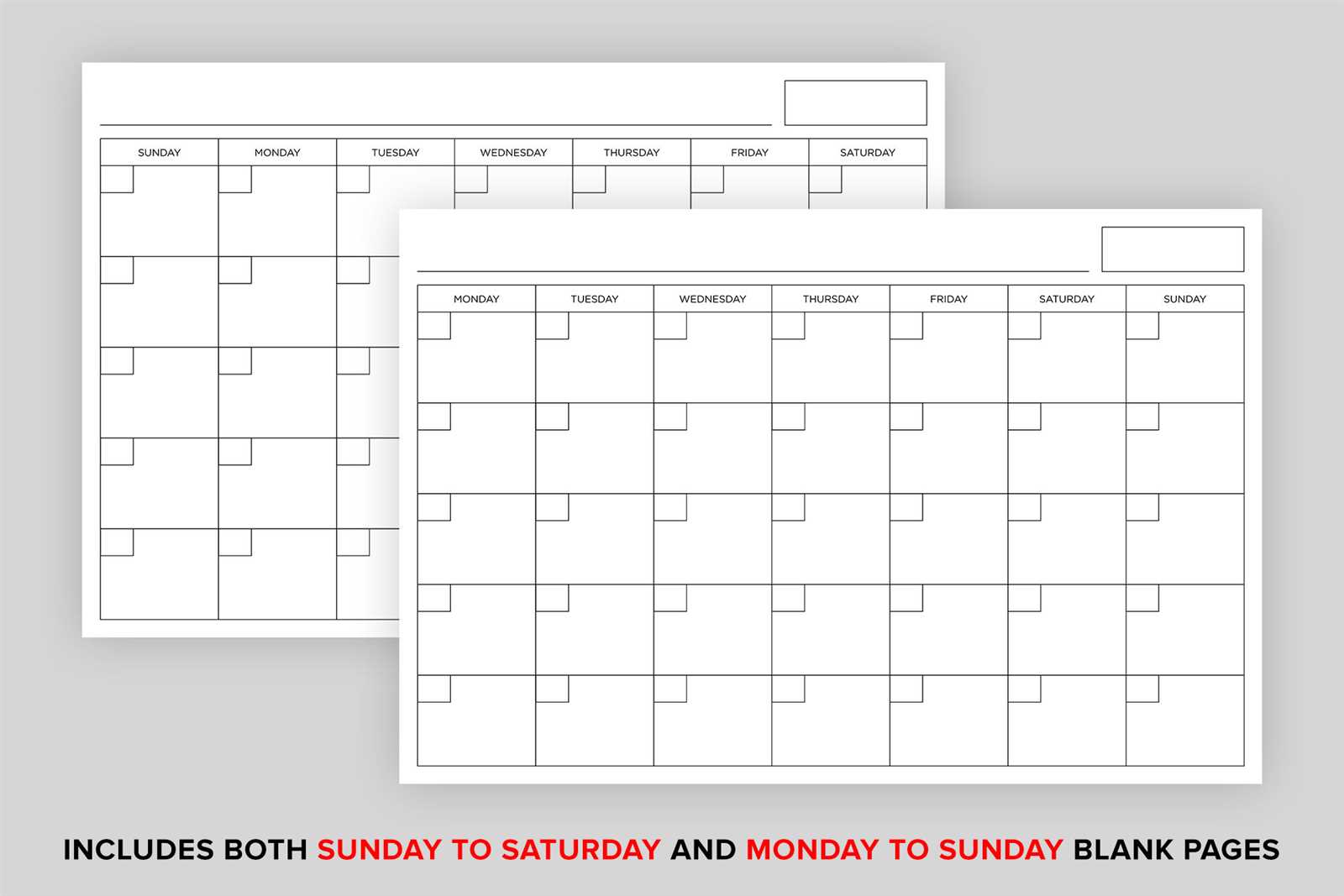 full page blank calendar template