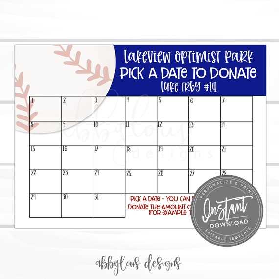 fundraiser editable free calendar raffle template