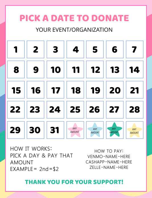 fundraiser editable free calendar raffle template