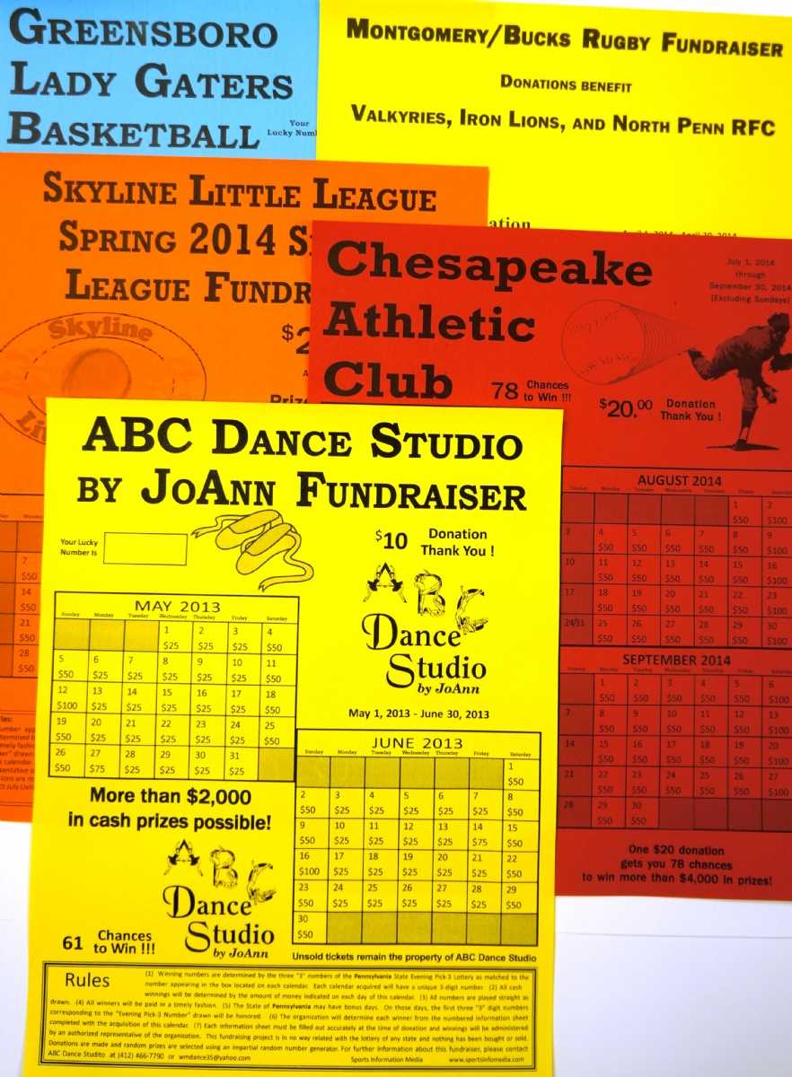 fundraising lottery calendar template