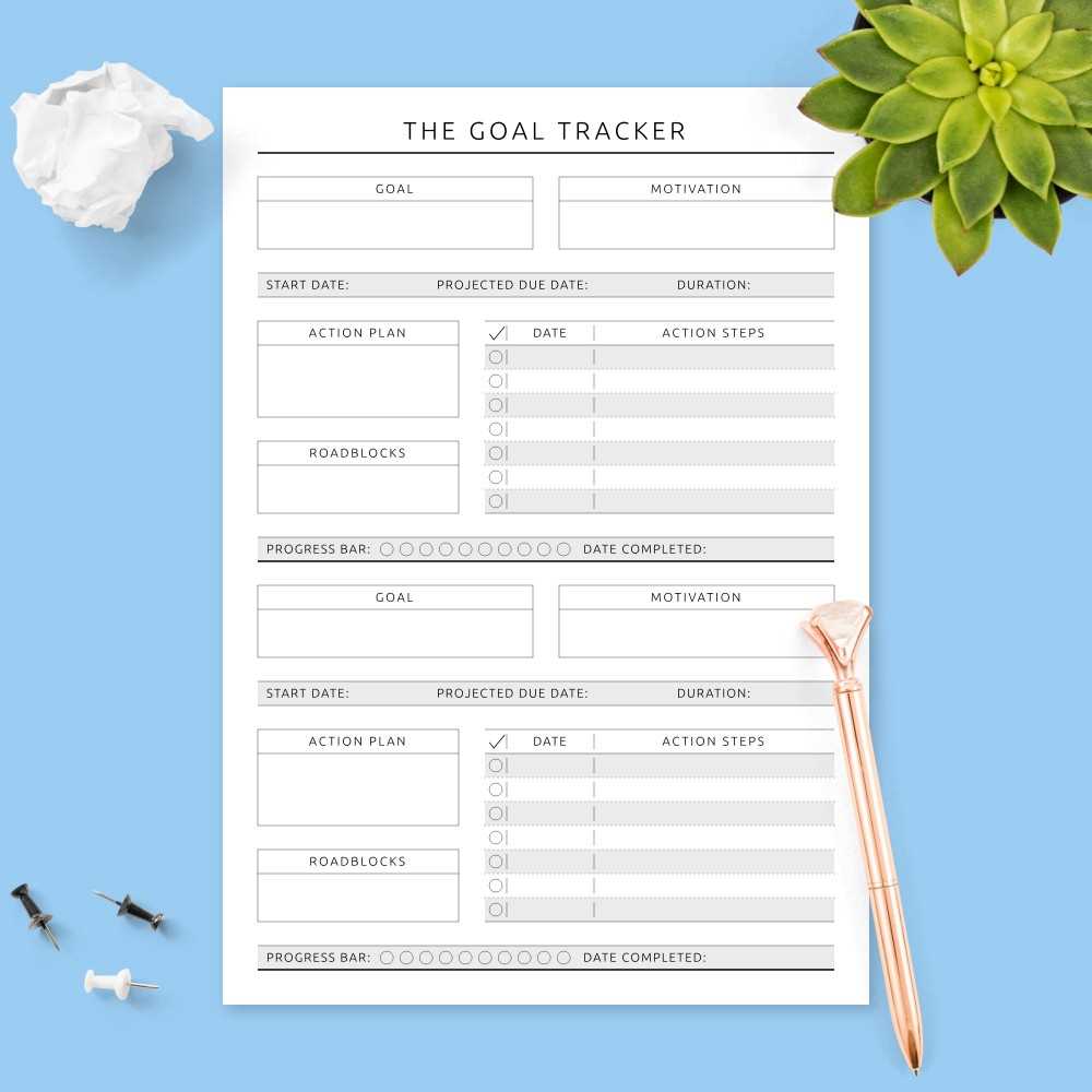 goal tracking calendar template