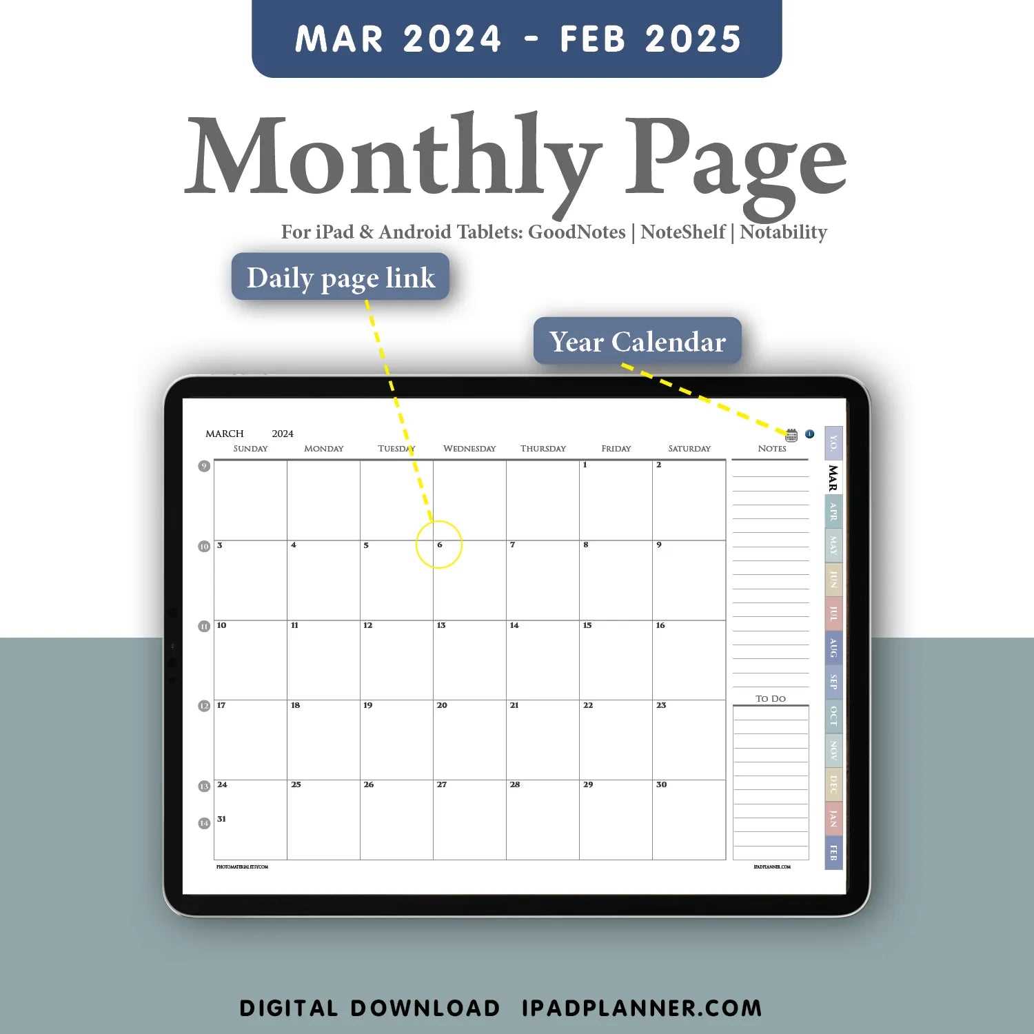 goodnotes monthly calendar template