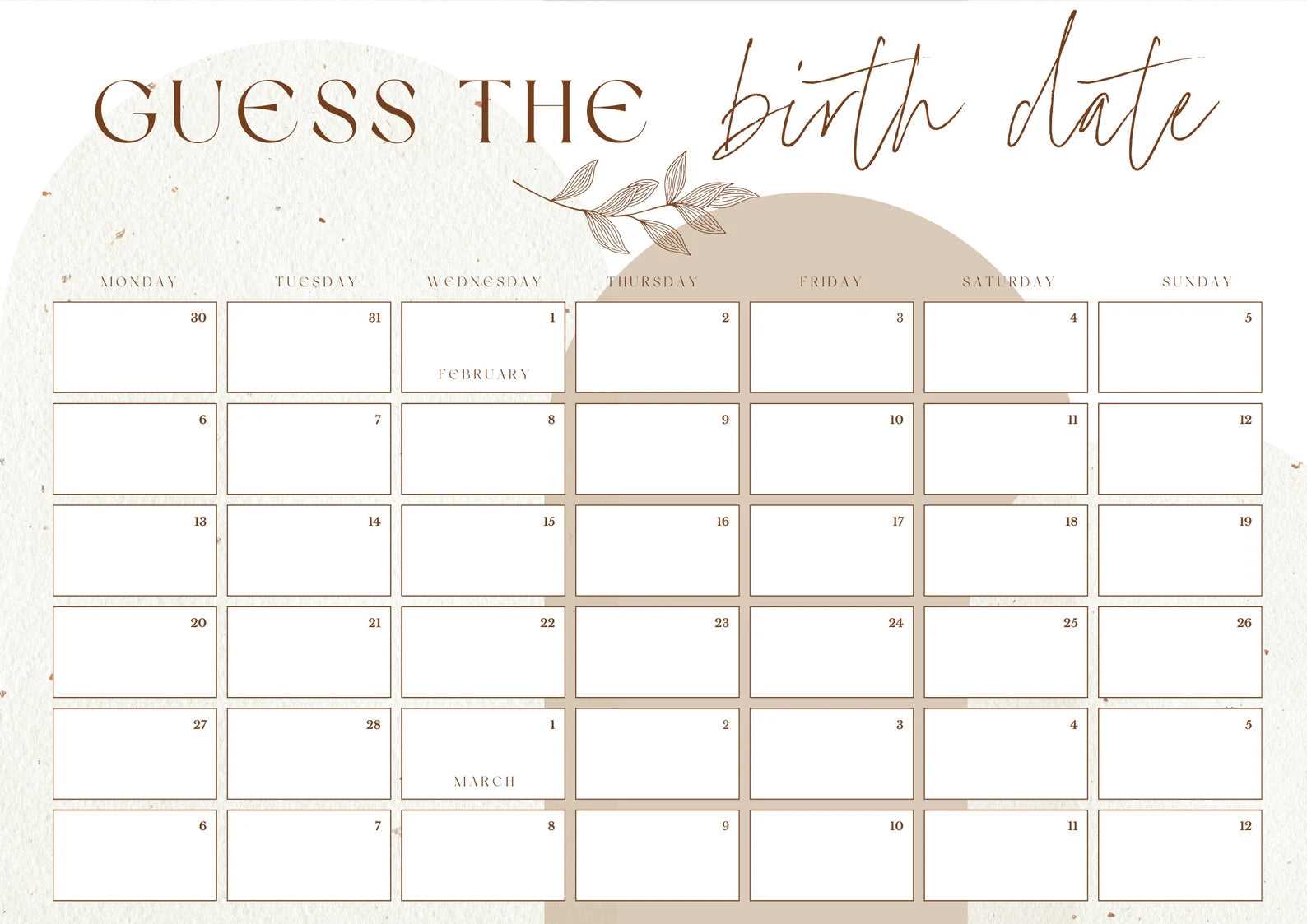 guess the due date calendar template