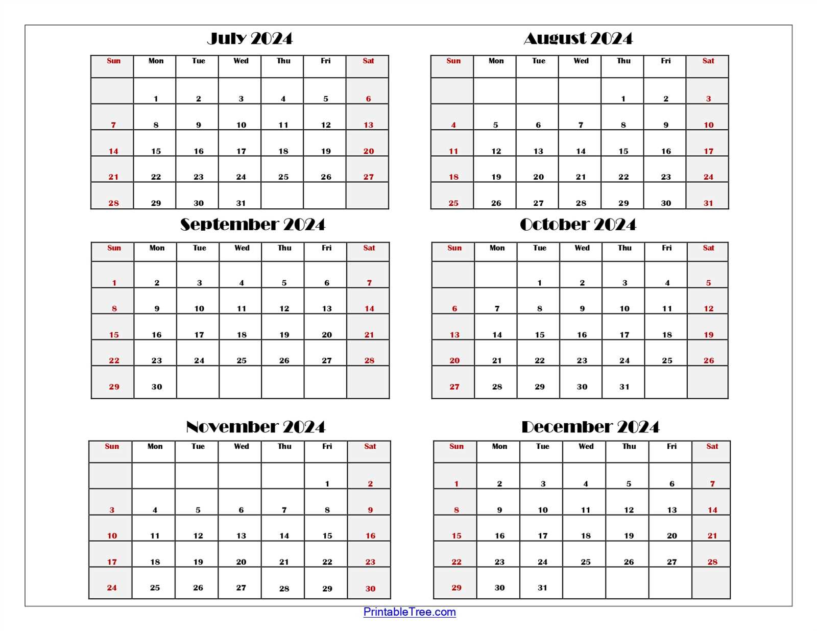 half sheet calendar template