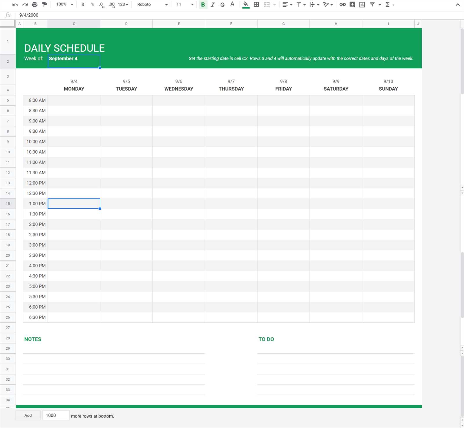 half sheet calendar template