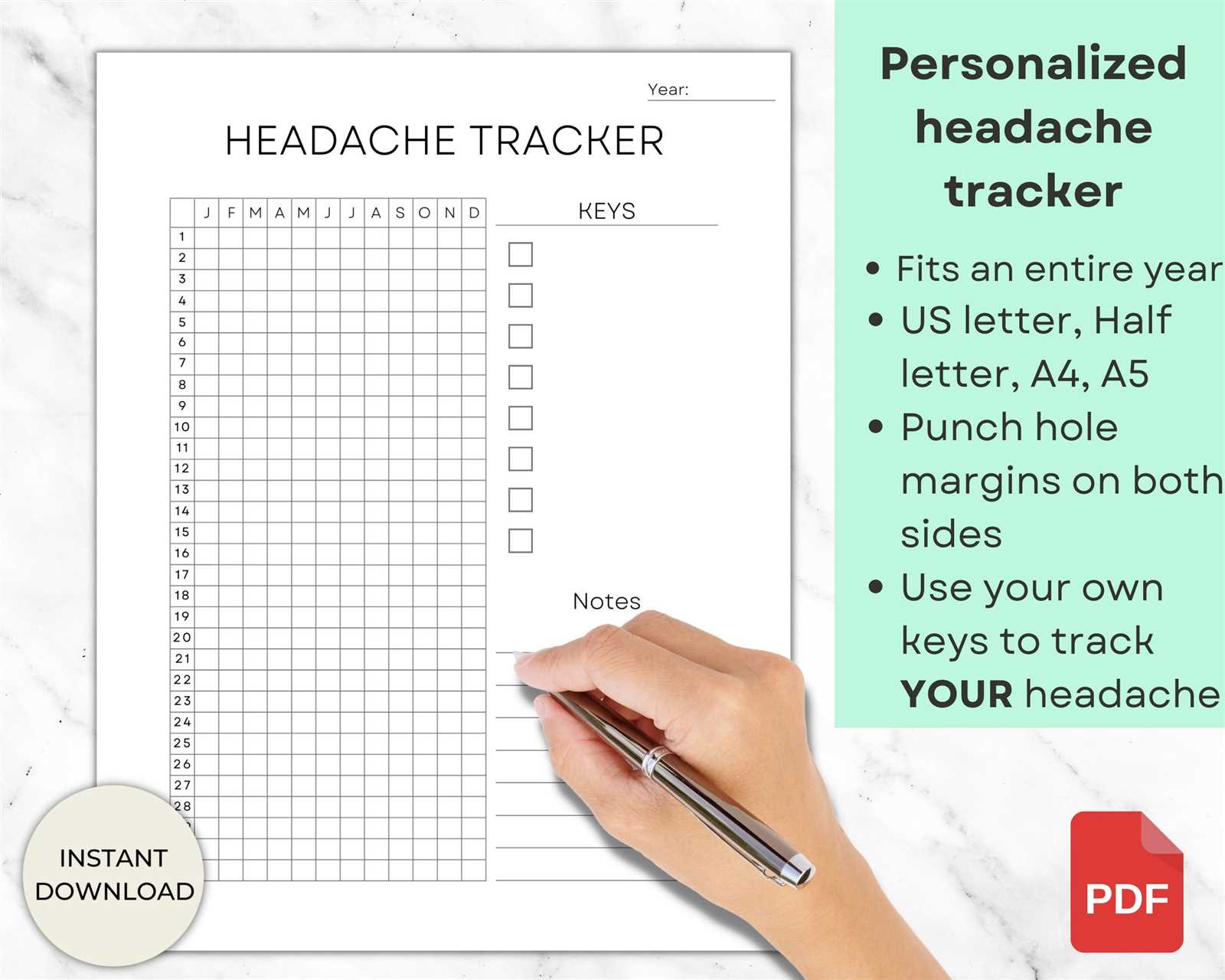 headache calendar template