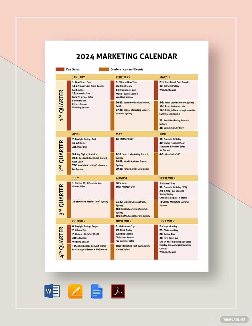 health calendar template