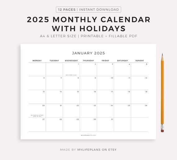 holiday calendar 2025 template