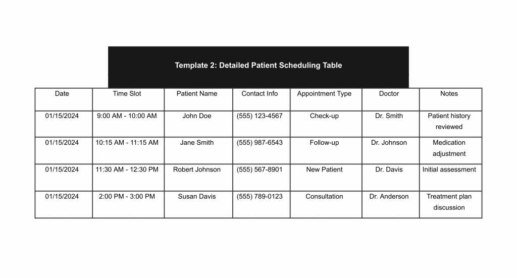 hourly appointment calendar template