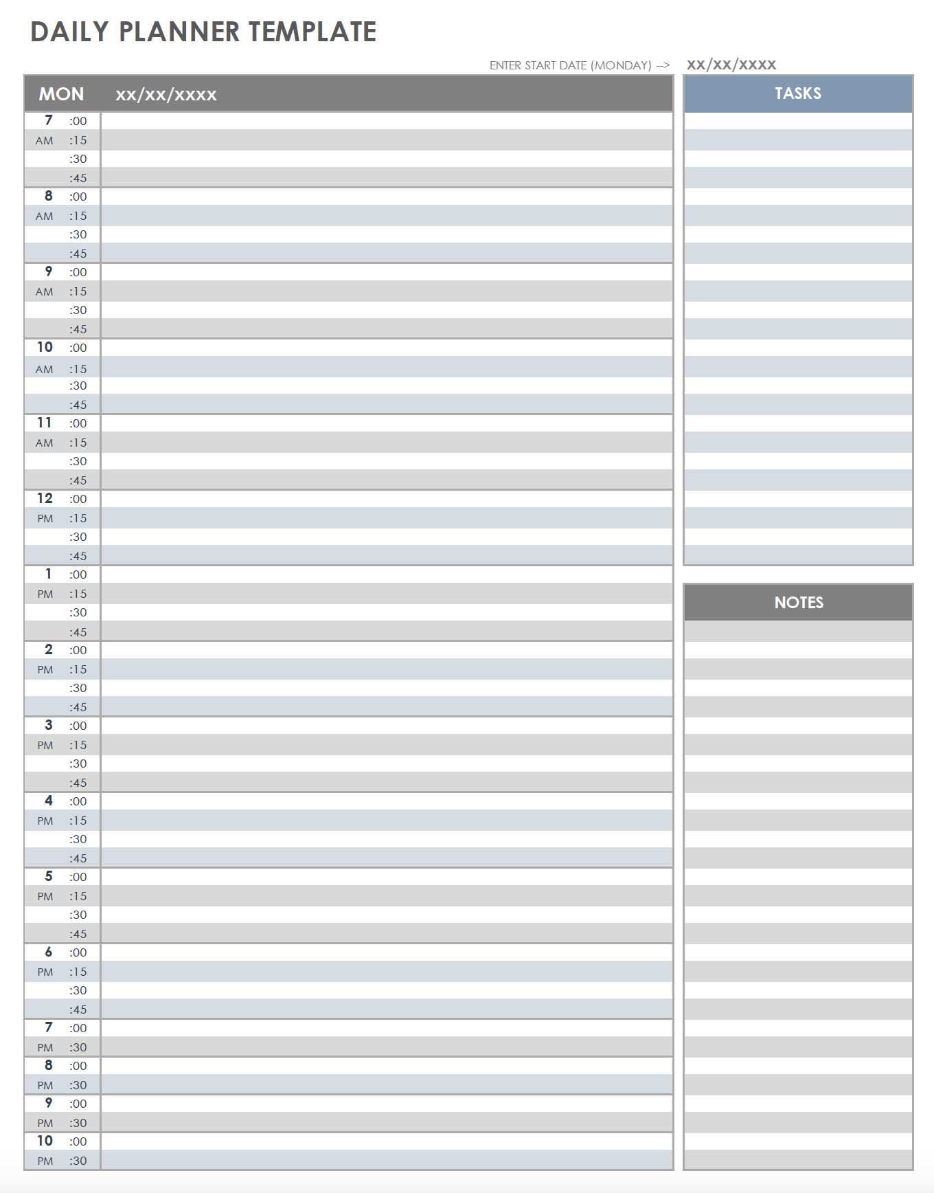 hourly appointment calendar template