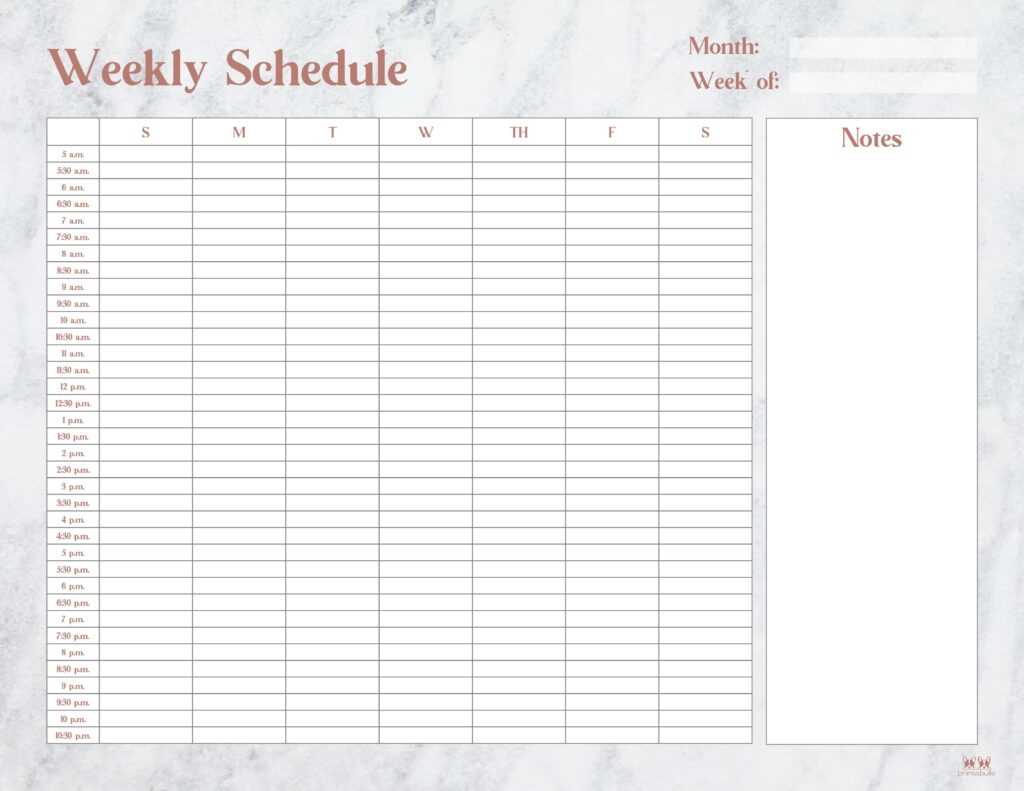 hourly appointment calendar template