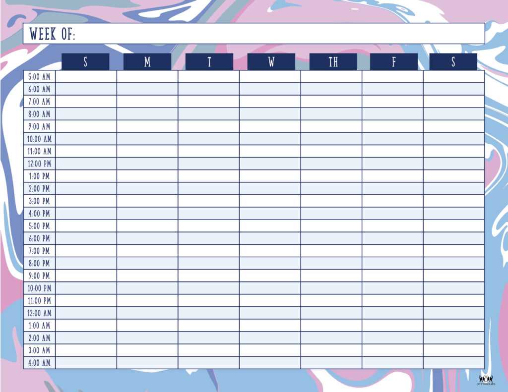 hourly calendar template