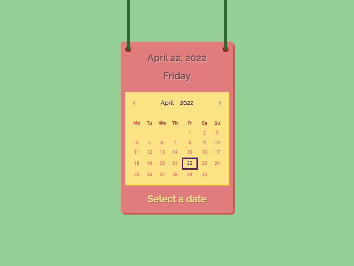 html calendar template code