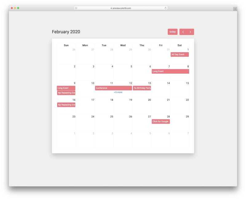 html calendar template code