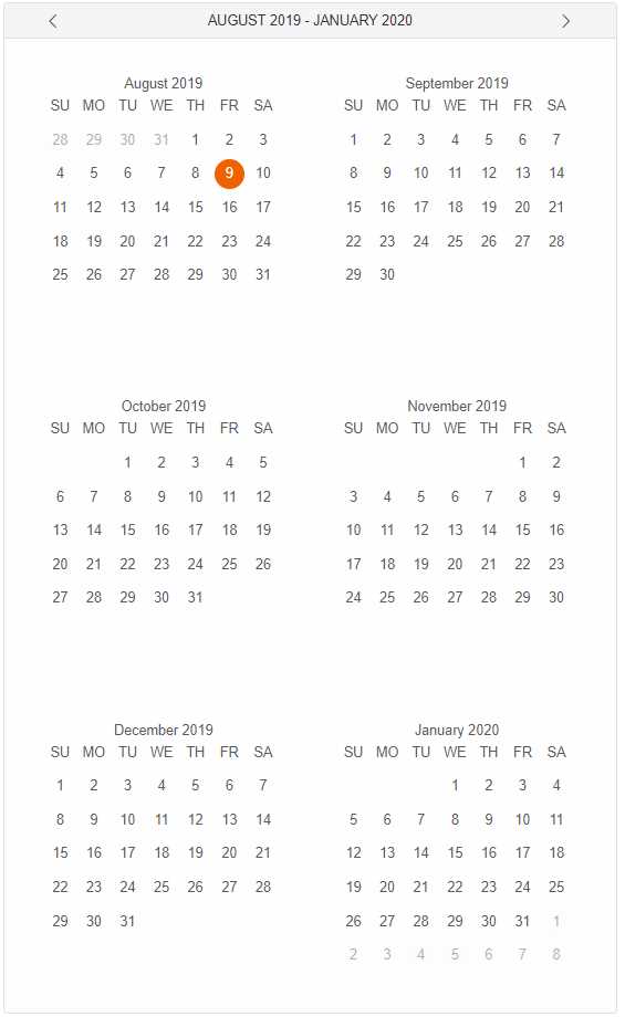 html calendar template code