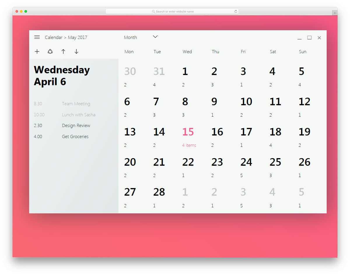 html5 calendar template