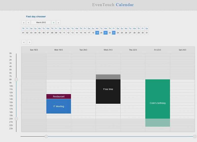 html5 calendar template