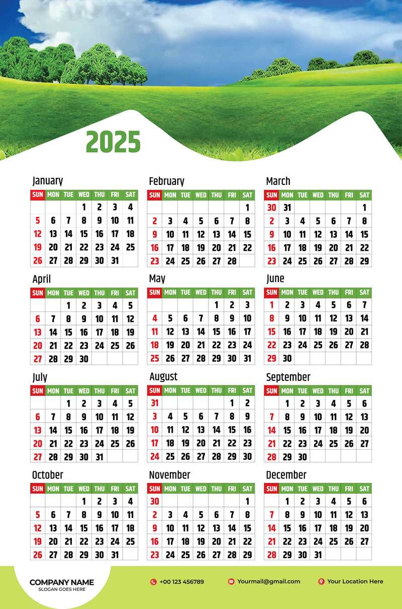 indesign calendar templates 2025