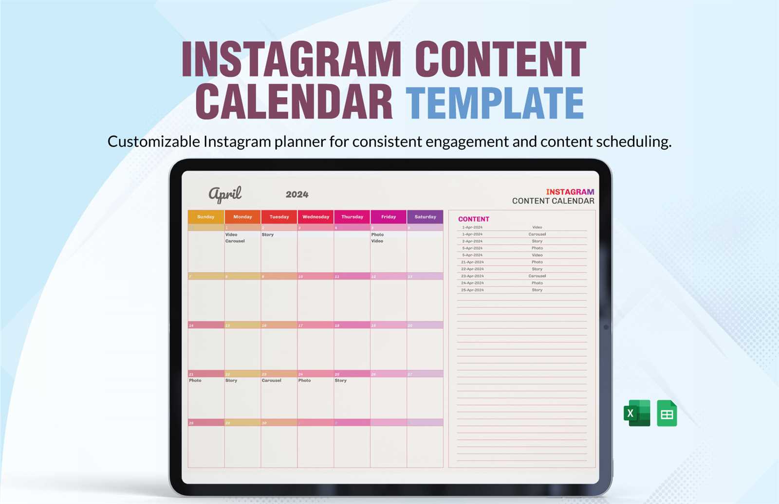 instagram editorial calendar template