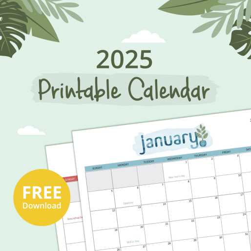 january 2025 calendar template free