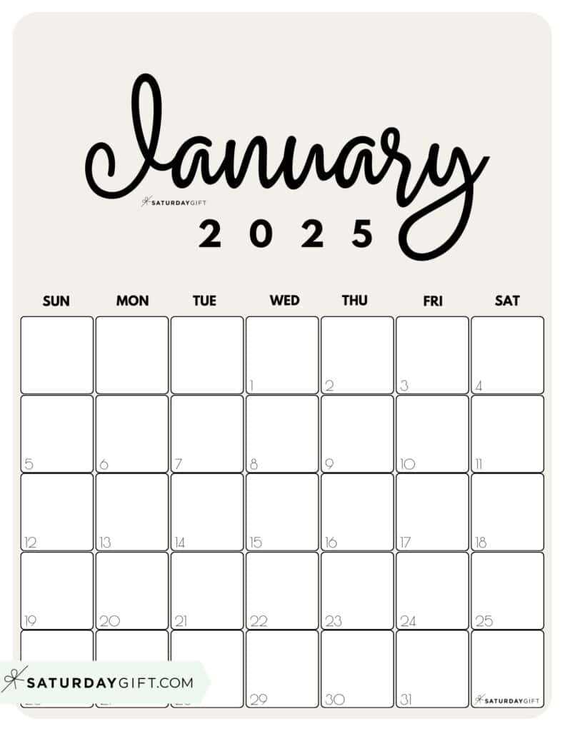 january blank calendar template