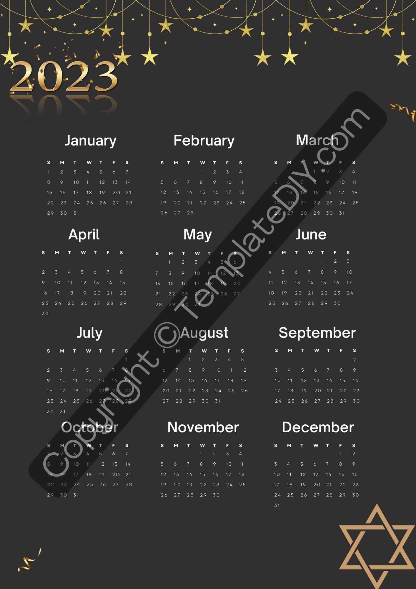 jewish calendar template