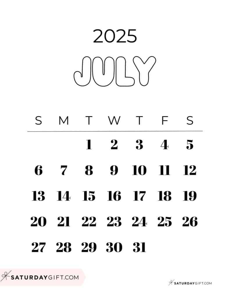 july 2025 calendar templates