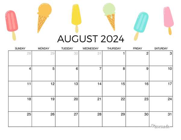 july august calendar template